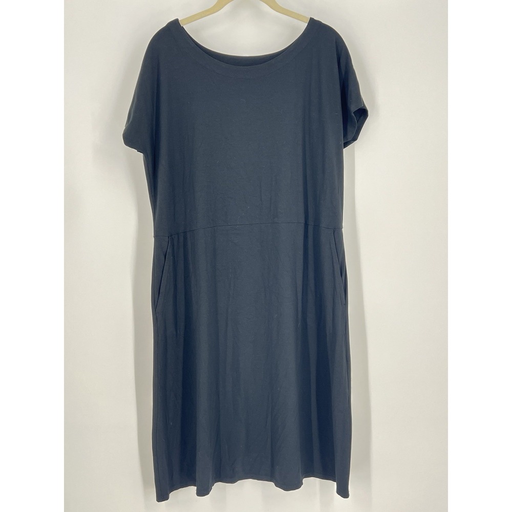 J Jill Women Size Large Wearever Minimalist Black Dress Layering Capsule Teacher